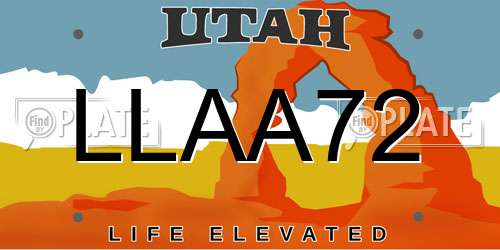 LLAA72 Utah License Plate