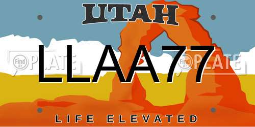 LLAA77 Utah License Plate