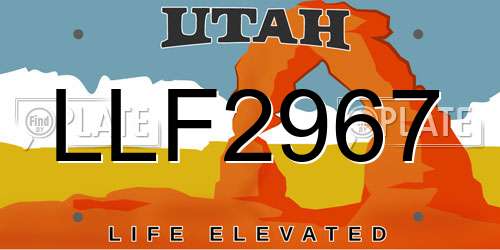 LLF2967 Utah License Plate