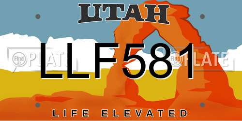LLF581 Utah License Plate