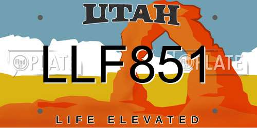 LLF851 Utah License Plate