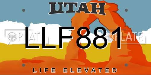 LLF881 Utah License Plate