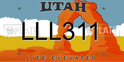 LLL311 Utah License Plate