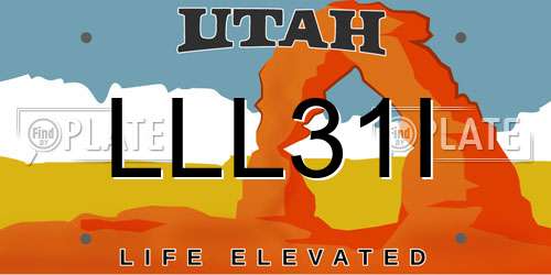 LLL31I Utah License Plate