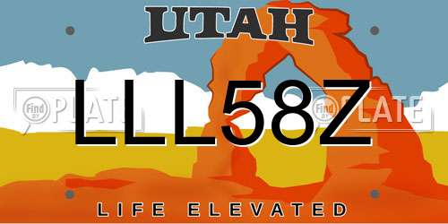 LLL58Z Utah License Plate