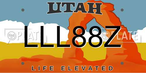 LLL88Z Utah License Plate