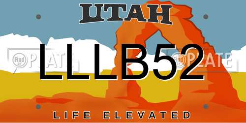 LLLB52 Utah License Plate