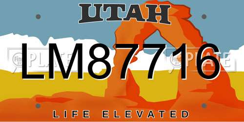 LM87716 Utah License Plate