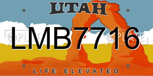 LMB7716 Utah License Plate