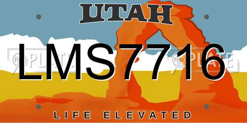 LMS7716 Utah License Plate
