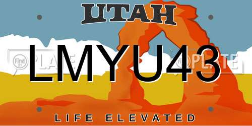LMYU43 Utah License Plate