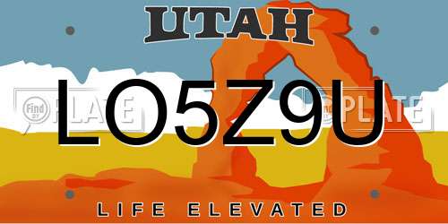 LO5Z9U Utah License Plate
