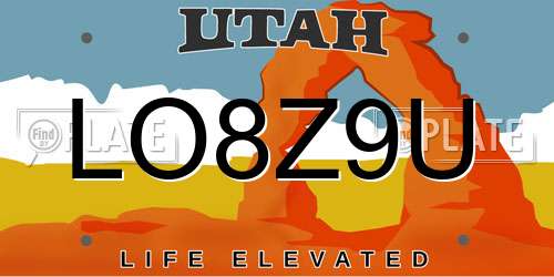 LO8Z9U Utah License Plate