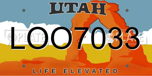 LOO7033 Utah License Plate