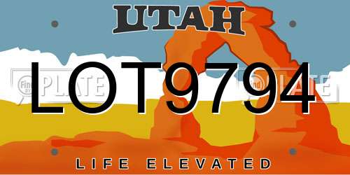 LOT9794 Utah License Plate