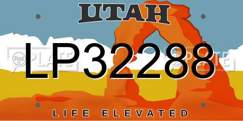 LP32288 Utah License Plate