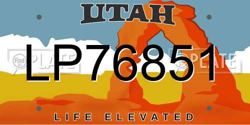 LP76851 Utah License Plate
