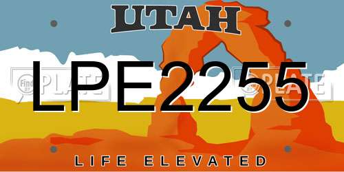 LPE2255 Utah License Plate