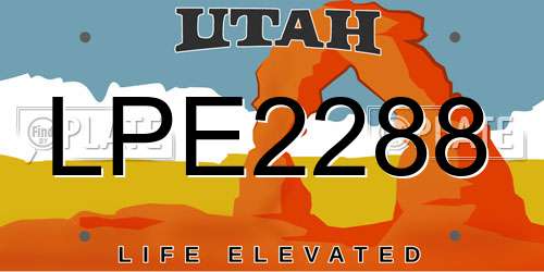 LPE2288 Utah License Plate