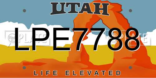 LPE7788 Utah License Plate