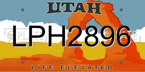 LPH2896 Utah License Plate