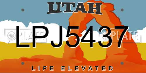 LPJ5437 Utah License Plate