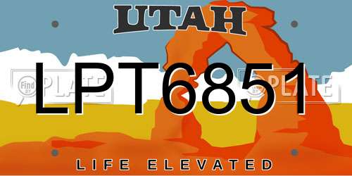 LPT6851 Utah License Plate