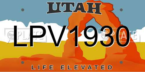 LPV1930 Utah License Plate