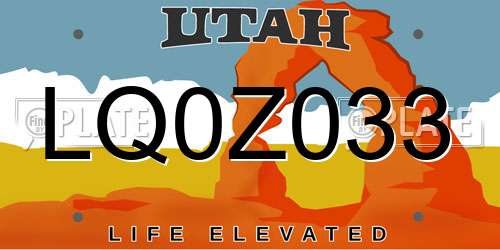 LQ0Z033 Utah License Plate