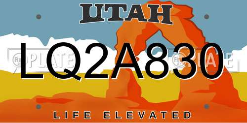 LQ2A830 Utah License Plate
