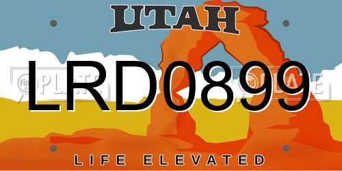 LRD0899 Utah License Plate