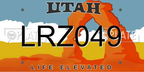 LRZ049 Utah License Plate