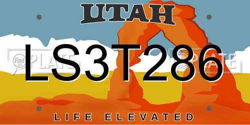 LS3T286 Utah License Plate