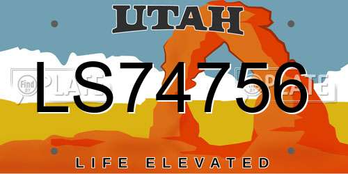 LS74756 Utah License Plate