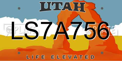 LS7A756 Utah License Plate
