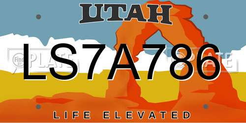 LS7A786 Utah License Plate