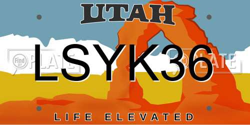 LSYK36 Utah License Plate