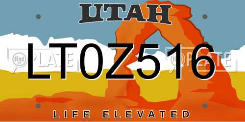 LT0Z516 Utah License Plate