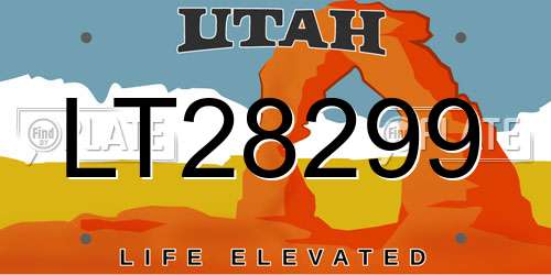 LT28299 Utah License Plate