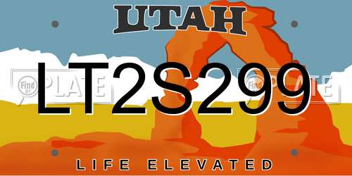 LT2S299 Utah License Plate