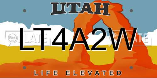 LT4A2W Utah License Plate