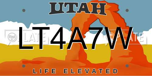 LT4A7W Utah License Plate