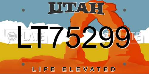 LT75299 Utah License Plate