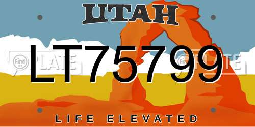LT75799 Utah License Plate