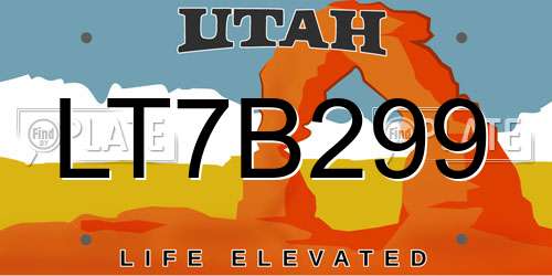 LT7B299 Utah License Plate