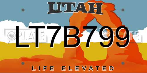 LT7B799 Utah License Plate