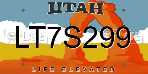 LT7S299 Utah License Plate