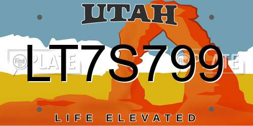 LT7S799 Utah License Plate