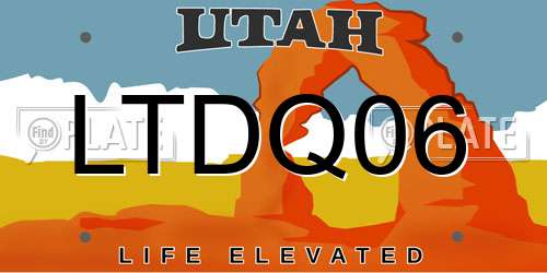 LTDQ06 Utah License Plate