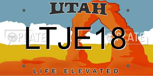 LTJE18 Utah License Plate